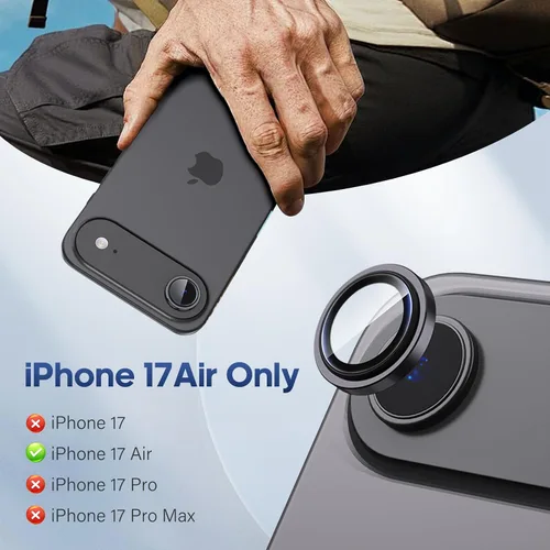 Vista 2 de para iPhone 17 Air Protector de Lente de Cámara Protector de Pantalla de Lente Individual Original Dureza 9H, Resistente a Rayones, Compatible