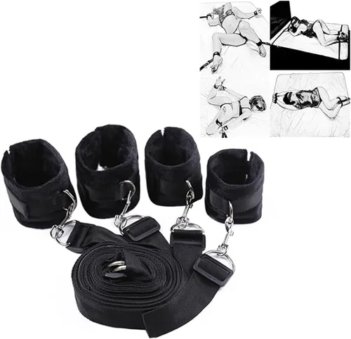 Vista 3 de Kit sexual para parejas debajo de la cama King, correas y restricciones sexis ajustables para amarrar debajo del colchón para parejas adultas