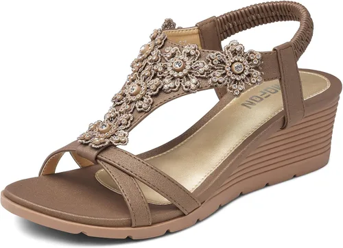 Vista 18 de TEMOFON Sandalias de plataforma elegantes de verano con tacón bajo para 25-albaricoque