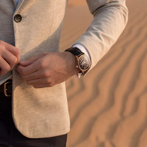 Vista 5 de AGELOCER Reloj analógico de lujo para hombre con diseño de esqueleto mecánico automático de acero inoxidable