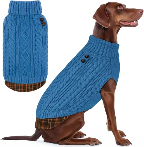 Vista 12 de KYEESE Suéter suave para perros pequeños, machos, abrigado, de cuello alto, ropa elástica de punto para gatos, abrigo cómodo para cachorros