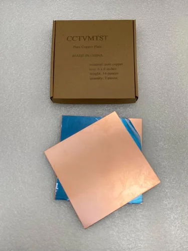 Vista 5 de 2 paneles de chapa de cobre puro de 6 x 6 pulgadas, calibre 18 para proyectos de bricolaje de suministro de metales de la industria, experimentos