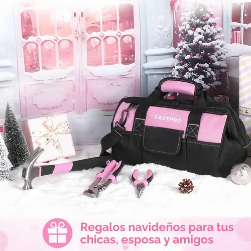 Vista 6 de FASTPRO - Juego de herramientas rosa de 267 piezas con bolsa de herramientas de 13 pulgadas