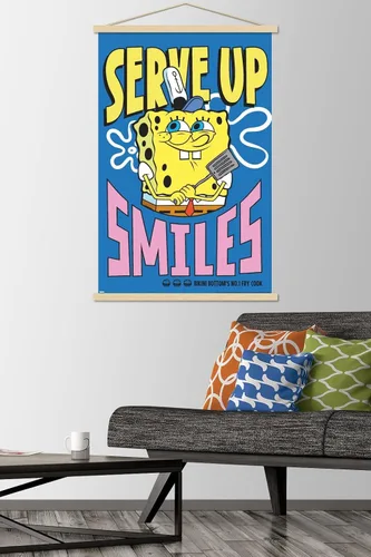 Vista 2 de Trends International Nickelodeon Bob Esponja - Póster de pared Serve Up Smiles, 22.37 x 34.00 pulgadas, paquete de impresión premium y colgador