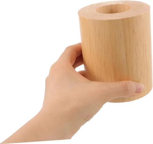 Vista 4 de DOITOOL Lámpara de mesa de madera Base Base Cilindro Diseño Moderno Lámpara Soporte Luz de noche para escritorio