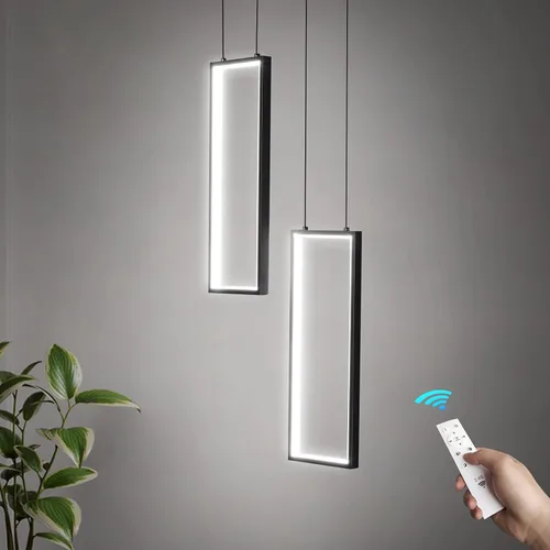 Vista 15 de Accesorio de Lámpara Colgante Moderna para Cocina Dorada 18W LED Lámpara Colgante 2 Anillos Candelabro Rectangular Iluminación Colgante para Isla