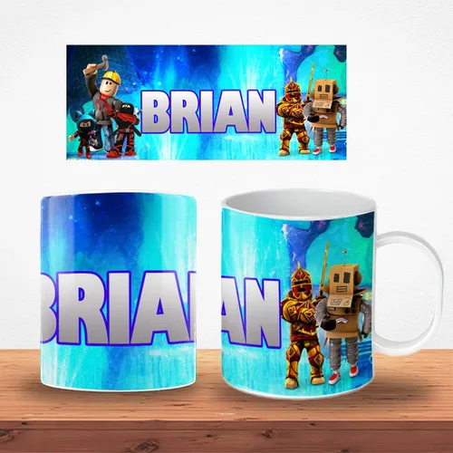 Vista 2 de Taza irrompible para niños con nombre (juego azul)