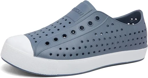Vista 11 de FLIOZY Zuecos de jardín impermeables para hombres y mujeres, zapatos ligeros y transpirables de EVA sin cordones, cómodos y antideslizantes, calzado