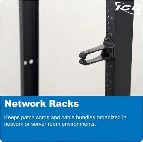 Vista 6 de ICC 1.25" Anillo de gestión de cables de plástico, horizontal, ajuste universal, paquete de 1 – Organizador de cables para cableado estructurado