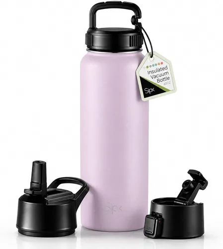 Vista 67 de SIPX™ Botella de Agua Aislada de 18 oz con 3 Tapas – Acero Inoxidable a Prueba de Fugas, Triple Aislamiento – Frío 24 Horas/Caliente 12 Horas – Negro