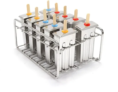 Vista 2 de Kit de moldes para paletas de hielo, soporte de palitos de paletas de hielo de acero inoxidable, molde independiente de 3.00 oz/0.19 libras