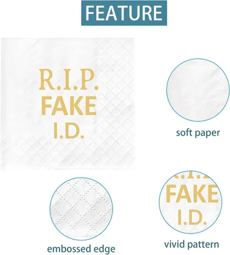 Vista 3 de Servilletas de identificación RIP FAKE - Fiesta de cumpleaños 21, 50
