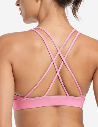 Vista 2 de YEOREO Bella - Brasier deportivo para mujer, con cuello en V, tirantes cruzados, espalda cruzada, brasier de yoga acolchado para fitness