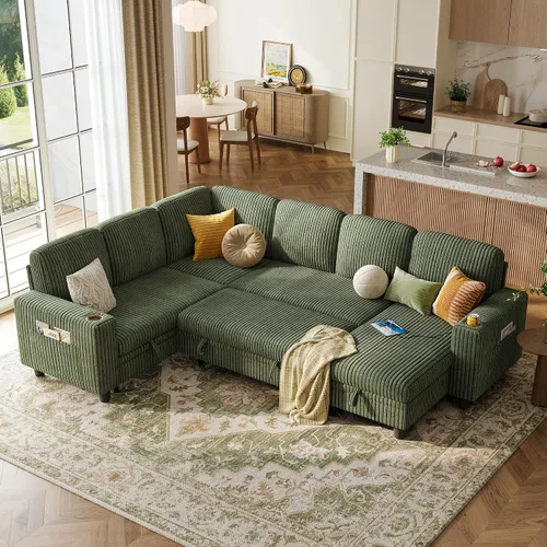 Vista 31 de LINSY HOME Sofá Loveseat con Almacenamiento - Cómodo Sofá de Pana Suave de 2 Plazas con Carga USB y Portavasos, Loveseat de Asiento Profundo