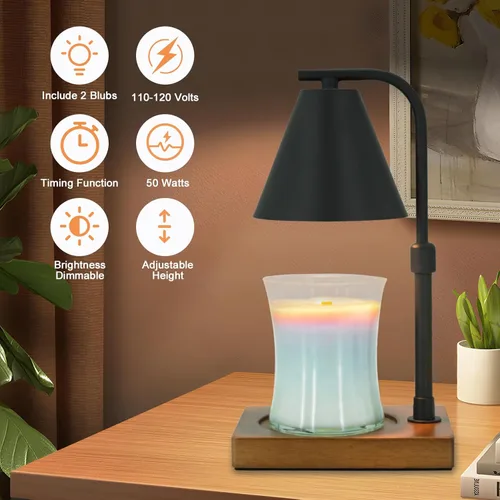 Vista 5 de Lámpara calentadora de velas con temporizador para mujer, calentador de velas de altura ajustable, regalos de inauguración de la casa, decoración