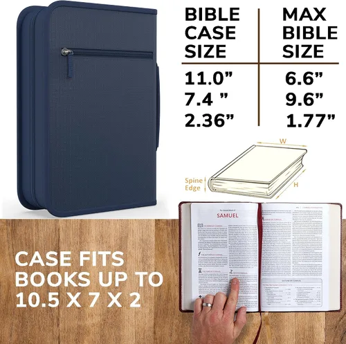 Vista 42 de DEHITE Funda para la Biblia para mujer, bolsas de transporte de la Biblia, tamaños medianos y grandes, ranuras para bolígrafos, tela de primera
