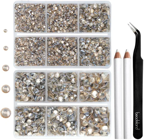 Vista 20 de 6736 piezas de diamantes de imitación termoadhesivos con parte trasera plana, diamantes de imitación morados para manualidades y ropa mezclados en 5