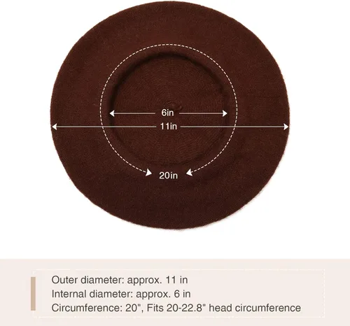 Vista 106 de Boina de lana francesa para mujer, gorra de invierno clásica de color sólido