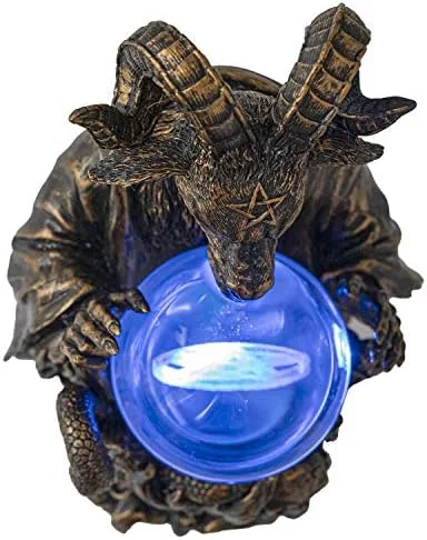 Vista 4 de Pacific Giftware Baphomet Sabbatic - Estatua decorativa de cabra de Mendes con LED 3D
