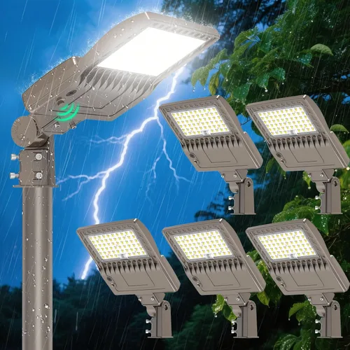 Vista 13 de BBESTLED 400W/320W/240W luces LED para estacionamiento con brazo y montaje deslizante, iluminación exterior del atardecer al amanecer, luz