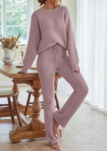 Vista 8 de MEROKEETY Conjunto de pijama de 2 piezas de forro polar mullido para mujer