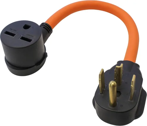 Vista 18 de AC WORKS Adaptador de salida de pared para secadora de 30 amperios y 4 clavijas (para enchufe de secadora de 30 A de 3 clavijas)