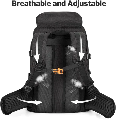 Vista 5 de Jueachy Mochila de senderismo ligera 35L: mochila de camping para hombres y Negro