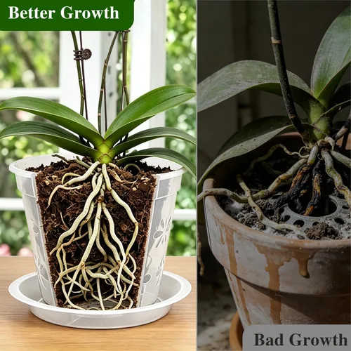 Vista 5 de Macetas transparentes para orquídeas, paquete de 8 unidades, 4 pulgadas