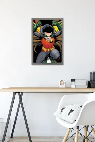Vista 6 de Trends International DC Comics - Póster de pared de Robin - Damian Wayne, 14.725 x 22.375 pulgadas, versión enmarcada de madera de granero