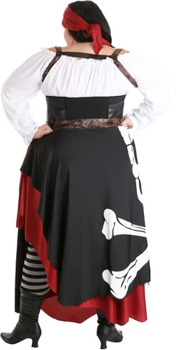Vista 5 de Disfraz de pirata para mujer, talla grande, bandera de Jolly Roger, pirata