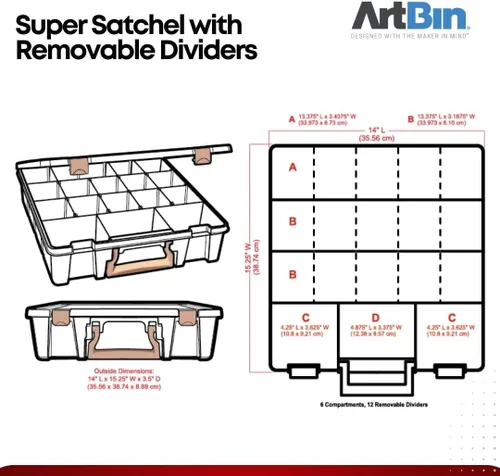 Vista 7 de ArtBin Súper Satchel con divisores extraíbles, organizador de arte y artesanía portátil con mango, [1] caja de almacenamiento de plástico, claro, 1