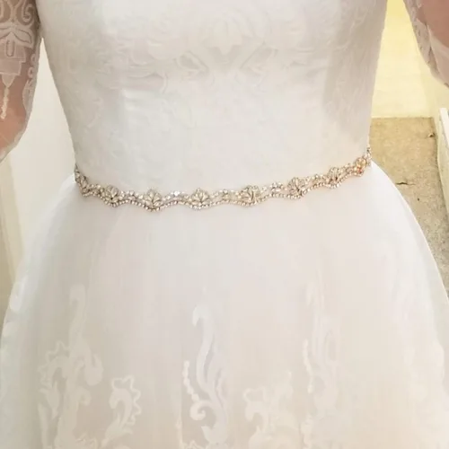 Vista 2 de Yanstar - Cinturón de novia hecho a mano con diamantes de imitación para vestido de dama de honor