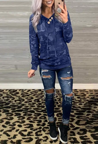 Vista 4 de Dokotoo - Sudaderas casuales de manga larga con capucha para mujer, con cordón y bolsillos
