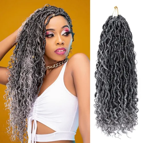 Vista 13 de 8 pulgadas Goddess Faux Locs pelo de ganchillo para mujer negro 7 paquetes de rastas estilo bohemio río para mujeres niños cabello pre rizado