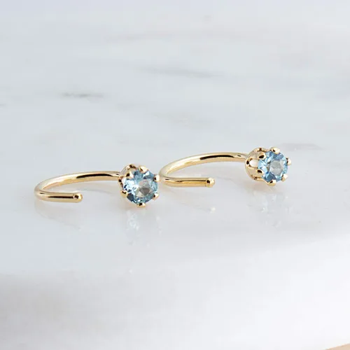 Vista 49 de Half Huggie Birthstone Gold Hoop Earrings for Women Tiny Cartilage Stud Piercing Earring Hypoallergenic Earring Screw Back Dainty Hug