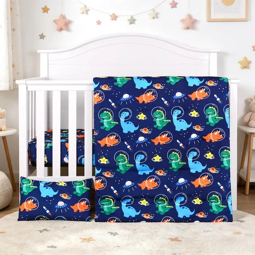 Vista 15 de JISEN Juego de cama de cuna de 3 piezas para bebés, niños y niñas, color Oso
