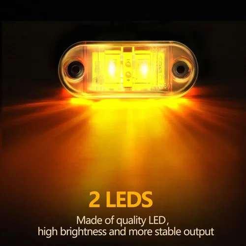 Vista 3 de Tallew 10 luces LED de remolque de 2.5 pulgadas, 2 diodos, impermeables, LED, marcador lateral, señal ovalada, luces de circulación para camión