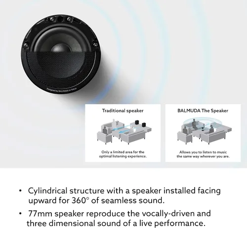 Vista 3 de BALMUDA El altavoz Altavoz Bluetooth portátil Sonido de cristal 3D y espectáculo de luz LED Recargable USB-C 3 modos de luz: vela