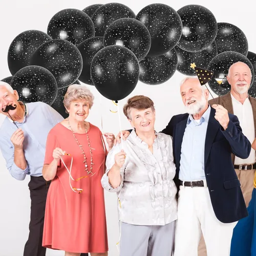 Vista 7 de Deekin 40 globos metálicos de 12 pulgadas con temática de galaxia, globos de látex para el espacio exterior, planeta, temática de astronauta