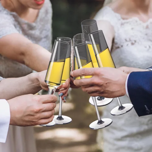 Vista 5 de Nuenen Copas de champán de plástico irrompibles de 5 onzas, copas de champán reutilizables para brindis de vino, copas de cóctel desechables
