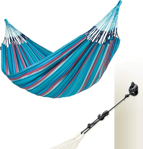 Vista 34 de LA SIESTA Brisa - Hamaca clásica colgante, hecha a mano, resistente a la intemperie, resistente a roturas para relajación en interiores y Almendra