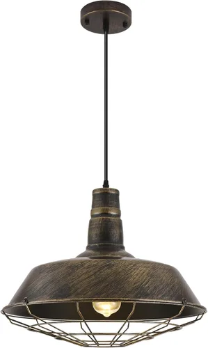 Vista 16 de Lámpara colgante negra de granja, luces colgantes grandes de 18.1 pulgadas, isla de cocina, lámpara colgante industrial con jaula de alambre, luz