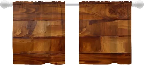 Vista 107 de Shrahala Floral Abstract Design Blackout Curtain Tiers, Minimalist Flower Illustration Kitchen Valance Light Blocking Tier Drapes with Rod Pocket, 2