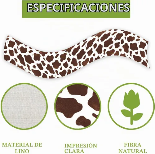 Vista 6 de Camino de mesa con estampado de vaca marrón, mantel con estampado de vaca para fiestas, granja, fiesta de cumpleaños, hogar, cocina, comedor