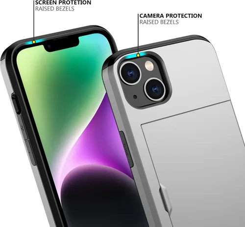 Vista 140 de Nvollnoe - Funda para iPhone 14 con tarjetero [tienda de 5 tarjetas] Negro - Almacenamiento más grande
