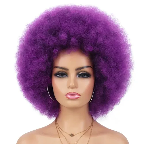 Vista 18 de G&T Wig Pelucas rizadas afro de los años 70 para mujeres negras, sin pegamento y suaves pelucas afro negras grandes, con volumen y suaves de aspecto