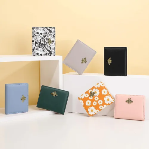 Vista 5 de Altally Cartera pequeña para mujer, con bloqueo RFID, billetera de bolsillo plegable, delgada, compacta, minicarteras para mujer, Azul, Cartera Rfid