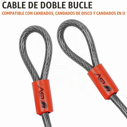 Vista 5 de BV Cable de seguridad resistente de 15 pies con bucles, cable de acero trenzado resistente a los cortes, versátil y resistente a la intemperie Par