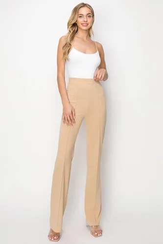 Vista 5 de Sheismine Pantalones casuales de cintura alta para mujer con pierna ancha