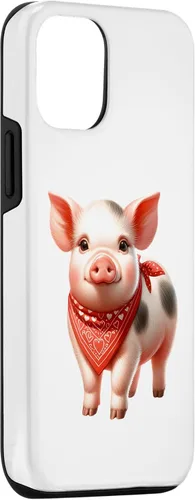 Vista 3 de iPhone 15 Cute Animal With Red Bandana - Nice Pig Lover Case